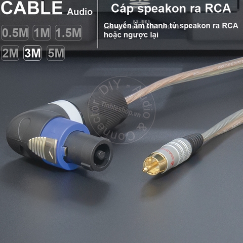 Cáp loa speakon sang RCA chuyển từ cục đẩy công suất sang Loa Âm ly DIY 0.5 đến 10 mét - Speakon to RCA cable