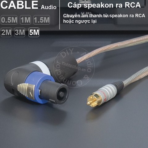 Cáp loa speakon sang RCA chuyển từ cục đẩy công suất sang Loa Âm ly DIY 0.5 đến 10 mét - Speakon to RCA cable
