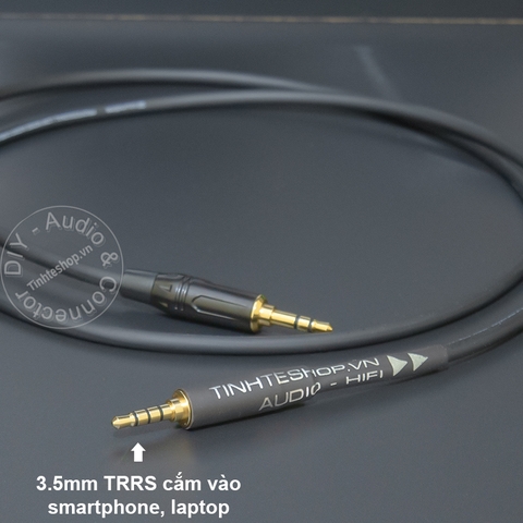 Cáp thu nhạc phát live cổng 3.5mm từ Mixer Âm ly DAC - 3.5mm 3-pole to 3.5mm 4-pole audio cable for recording and streaming on smartphones and tablets.
