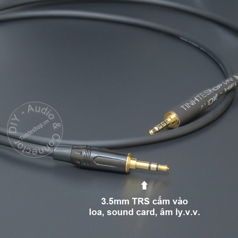 Cáp thu nhạc phát live cổng 3.5mm từ Mixer Âm ly DAC - 3.5mm 3-pole to 3.5mm 4-pole audio cable for recording and streaming on smartphones and tablets.