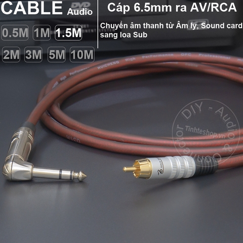 Dây 6 ly TRS sang AV chuyển âm từ Âm ly Sound card sang Sub DIY 0.5 đến 10 mét - 1/4 TRS to RCA cable