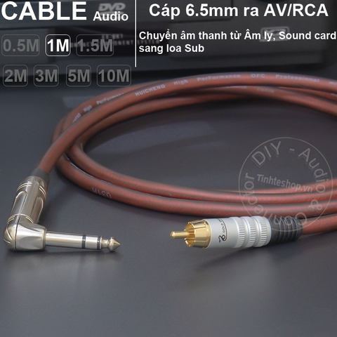 Dây 6 ly TRS sang AV chuyển âm từ Âm ly Sound card sang Sub DIY 0.5 đến 10 mét - 1/4 TRS to RCA cable