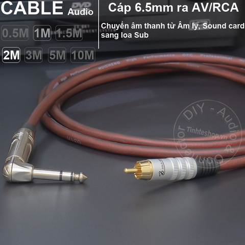 Dây 6 ly TRS sang AV chuyển âm từ Âm ly Sound card sang Sub DIY 0.5 đến 10 mét - 1/4 TRS to RCA cable