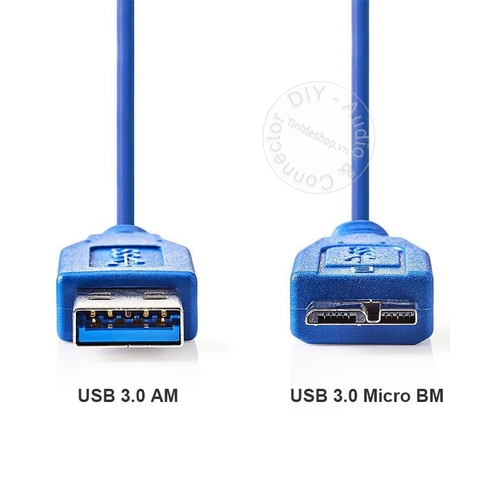 Dây USB 3.0 AM sang Micro BM dài từ 0.3 đến 5 mét - USB 3.0 type A male to type B micro