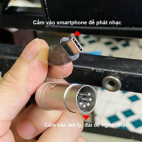 Dây USB C sang DIN 5pin chuyển âm thanh từ Smartphone Tablet sang Âm ly Đài Cát sét cổ Châu Âu