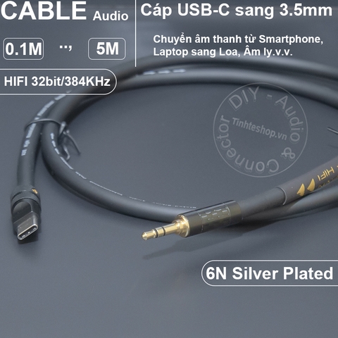 Cáp type-C sang 3.5 giải mã 32bit 384KHz DIY 0.1 đến 5 mét - USB-C to 1/8 AUX audio cable