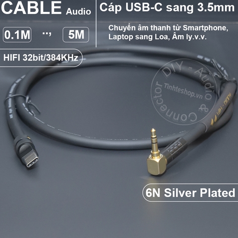 Cáp type-C sang 3.5 giải mã 32bit 384KHz DIY 0.1 đến 5 mét - USB-C to 1/8 AUX audio cable