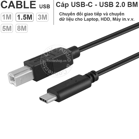 Cáp USB USB C sang USB BM cắm cho Máy in, Sound card - USB-CM to USB 2.0 BM cable