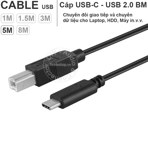 Cáp USB USB C sang USB BM cắm cho Máy in, Sound card - USB-CM to USB 2.0 BM cable