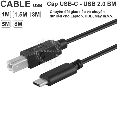Cáp USB USB C sang USB BM cắm cho Máy in, Sound card - USB-CM to USB 2.0 BM cable