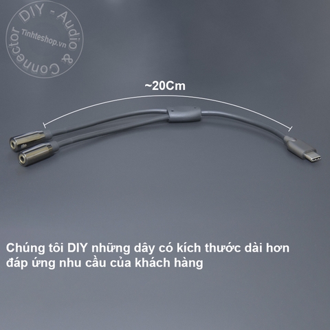 USB C sang 3.5 1 bên micro 1 bên audio 20Cm - Type-C audio cable divided into 2 3.5mm ports, one side microphone, one side HIFI audio DAC ALC5686