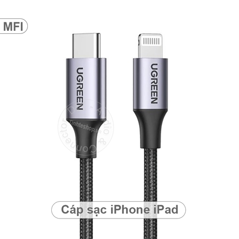 Dây sạc và dữ liệu cho iPhone iPad đầu USB C sang Lightning có chứng nhận MFI Ugreen 60759