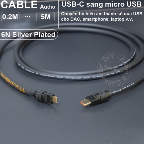 Dây USB A sang C cho DAC lõi đồng 6N mạ bạc - USB 2.0 AM to CM OTG cable
