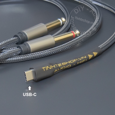 Dây USB type C sang 6.5mm 2 đầu R-L DAC 32bit - USB C to 6.35mm 2-port cable transfers audio from Smartphone Tablet Laptop to Speaker Mixer