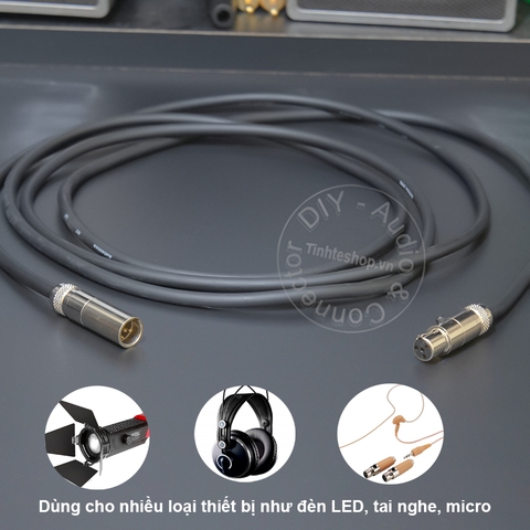 Dây 2 đầu mini XLR 4pin đực sang cái 0.2 đến 40 mét - DIY 4pin mini XLR male to female microphone cable