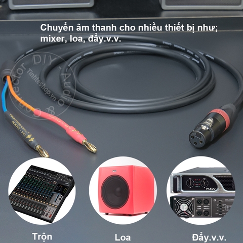 Dây canon cái sang jack bắp chuối chuyển âm thanh cho Đẩy Mixer Loa Âm ly - Audio cable from female XLR to banana cable made by hand