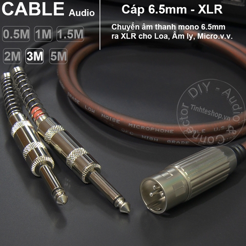 Cáp canon đực ra 2 jack 6ly mono DIY 0.5M đến 5M - 2 jack 6.5mm mono to XLR male cable