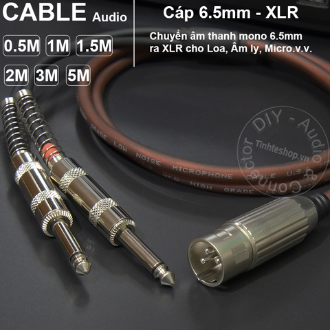 Cáp canon đực ra 2 jack 6ly mono DIY 0.5M đến 5M - 2 jack 6.5mm mono to XLR male cable