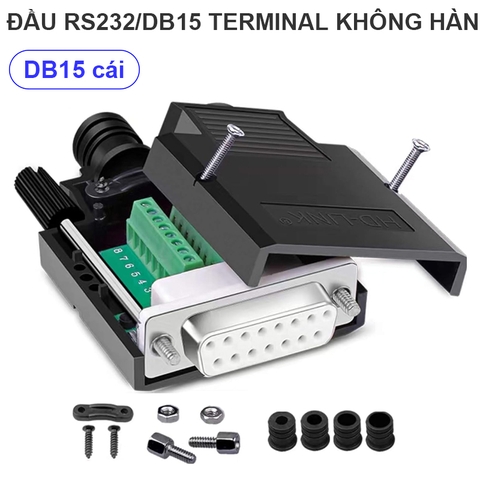 DB15 Solderless Female RS232 D-SUB Serial Adapters, 16mm thinner 15 Pin Port Terminal Solderfree Breakout Board Connector with Case Accessories