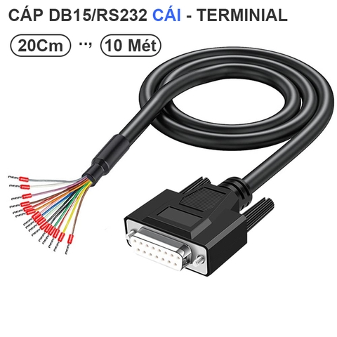 Dây RS232 DB15 cái bóp cos đấu nối terminal tùy chỉnh độ dài giao tiếp theo yêu cầu