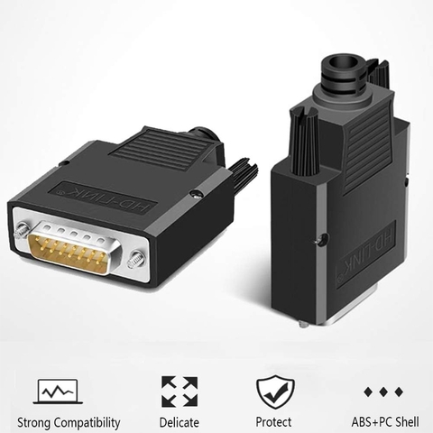 Giắc DB15 đực đấu nối ốc vít không cần hàn - DB15 Solderless Female RS232 D-SUB Serial Adapters, 16mm thinner 15 Pin Port Terminal Solderfree Breakout Board Connector with Case Accessories