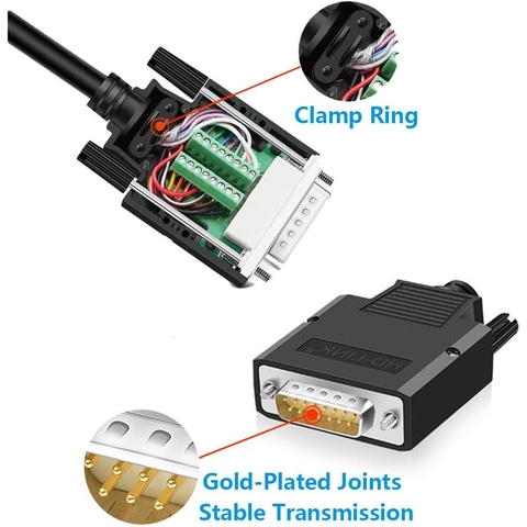 Giắc DB15 đực đấu nối ốc vít không cần hàn - DB15 Solderless Female RS232 D-SUB Serial Adapters, 16mm thinner 15 Pin Port Terminal Solderfree Breakout Board Connector with Case Accessories