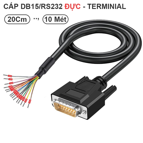 DB15 Male RS232 15 Pin Serial Extension Cable, RS232 D-SUB DB15 Serial to 15 Bare Wire Breakout Board Connector