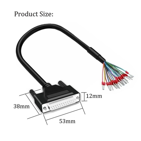 Dây DB25 cái kẹp đầu cos đấu nối terminal tùy chỉnh kích thước giao tiếp và sơ đồ