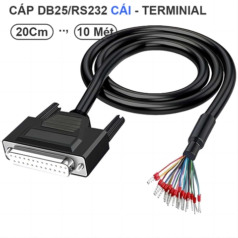 Dây DB25 cái kẹp đầu cos đấu nối terminal tùy chỉnh kích thước giao tiếp và sơ đồ