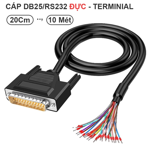 DB25 Male RS232 25 Pin Serial Extension Cable, RS232 D-SUB DB25 Serial to 25 Bare Wire Breakout Board Connector