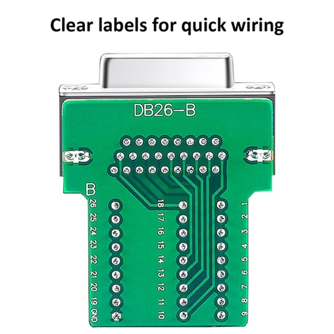 DB26 Female Solder Free Connector, RS232 D-SUB DB26 3Row 26Pin Serial Female Terminal Adapter, Pure Copper Core Gold-Plated Connector