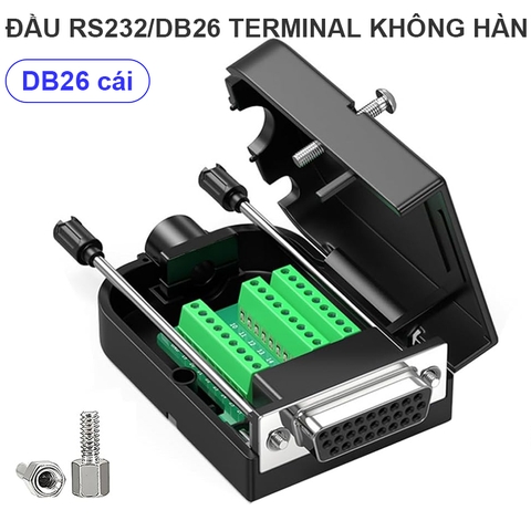 DB26 Female Solder Free Connector, RS232 D-SUB DB26 3Row 26Pin Serial Female Terminal Adapter, Pure Copper Core Gold-Plated Connector
