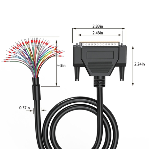 DB37 Female to Bare Wire with Cable Marker, D-SUB 37-Pin Connector to Single end Cable with Terminal,Multicore 37 Wire All Provided with Wiring Terminals