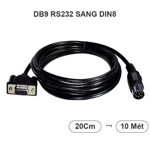 RS232 dB9 9 Pin Female to 8 Pin Mini DIN Male Adapter PLC Programming Cable