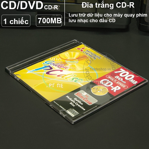 Đĩa trắng CD - Đĩa CD-R Mitsubishi 700MB 80min GD80SS1P - Golden phthalo cyanine disc