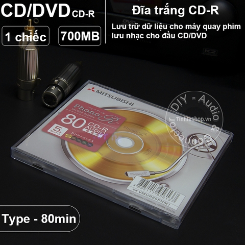 Đĩa CD phono Mitsubishi 700MB type 80min 1 chiếc - Mitsubishi phono for data 700MB vynil design 1PCS (đổi qua Vebartim)