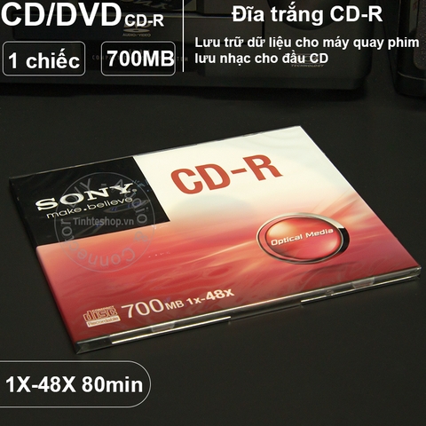 Đĩa trắng CD - Đĩa CD-R Sony 700MB 80min 1-48X CDQ80CS- Sony Compact disc recordable
