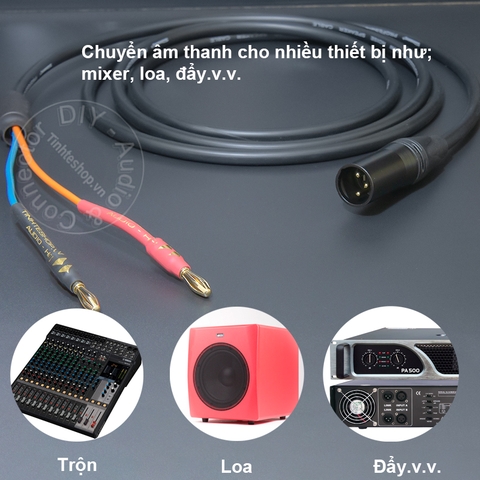 Dây canon ra bắp chuối chuyển âm thanh cho Đẩy Mixer Loa Âm ly - DIY XLR male to banana audio cable