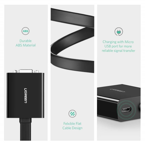 Bộ chuyển DVI sang VGA full HD1080P 20Cm Ugreen 40259 - DVI-D 24+1 to VGA converter