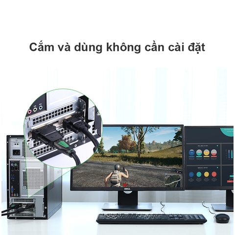 Đầu đổi DVI sang HDMI - Khẩu chuyển HDMI cái sang DVI đực full HD 1080P Ugreen 20124