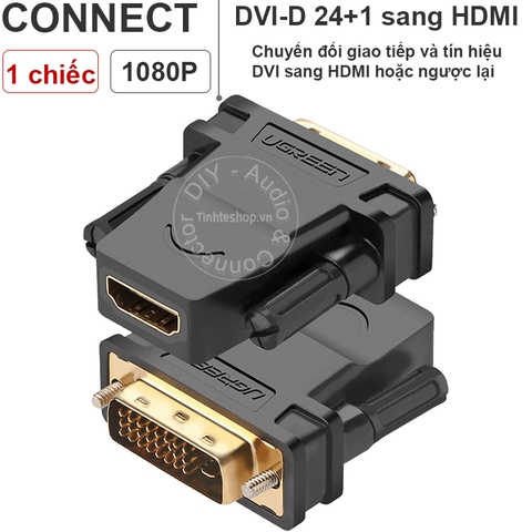 Đầu chuyển đổi HDMI đực sang DVI cái hoặc ngược lại DVI ra HDMI full HD 1080P Ugreen 20123