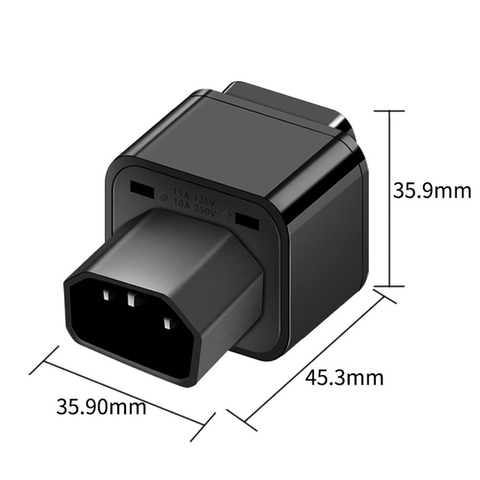 Ổ cắm chuyển nguồn IEC C14 sang chuẩn cắm đa năng - PDU UPS C14 to universal female socket power adapter AC plug