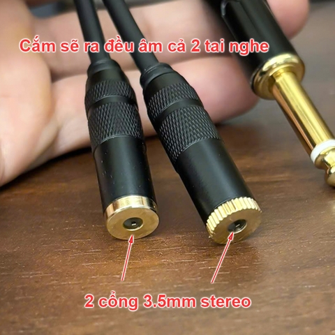 Dây 6 ly mono sang 2 đầu 3.5mm cái stereo