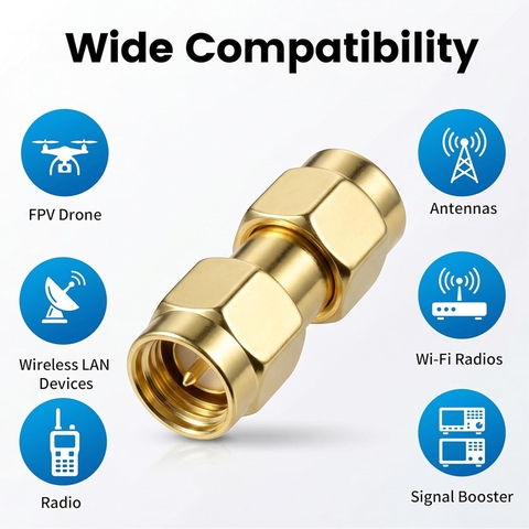Đầu nối SMA đực cho Anten Bộ đàm Thiết bị thu sóng Radio - SMA Male to SMA Male Connectors, RF Coaxial Adapter SMA Male Coupler for Antenna, Radio, WiFi