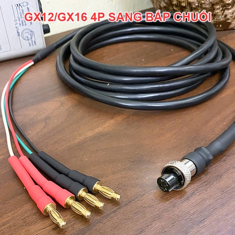 Dây 4pin GX12 GX16 sang 4 đầu bắp chuối tùy chỉnh theo yêu cầu