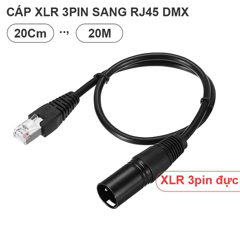 Dây DMX 3pin XLR đực sang đầu mạng RJ45 - DMX XLR Male to RJ45 Male Connector Extension Cable for Amplifiers, Mixers, KTV Equipment, Lighting and Sound