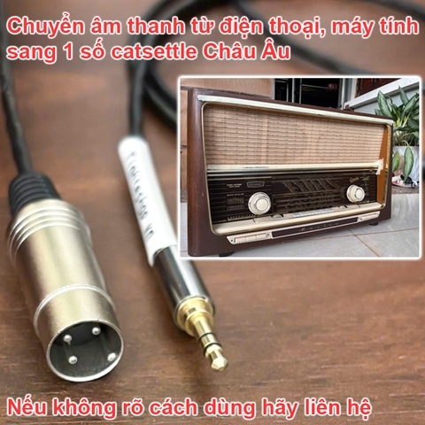 Cáp 3.5 sang DIN 3pin chuyển âm thanh từ Điện thoại Máy tính sang Âm ly Cát sét cổ Châu Âu