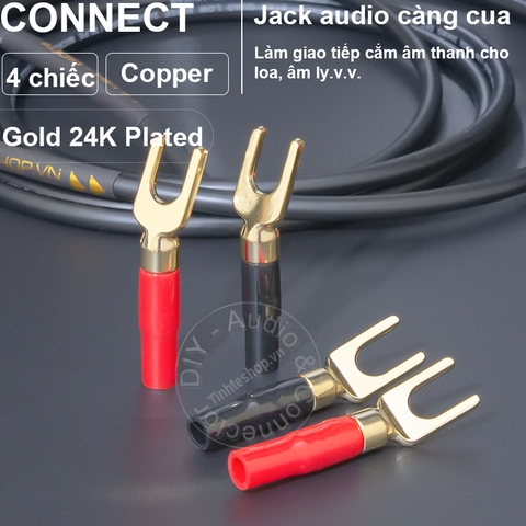 Jack càng cua cho Loa Âm ly 4 chiếc - Y-type audio jack for Speaker or Amplifier terminal