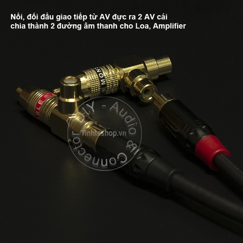 1 chiếc - Đầu chia AV RCA audio 1 ra 2 - Jack gộp 2 AV cái sang 1 AV đực gold 24K