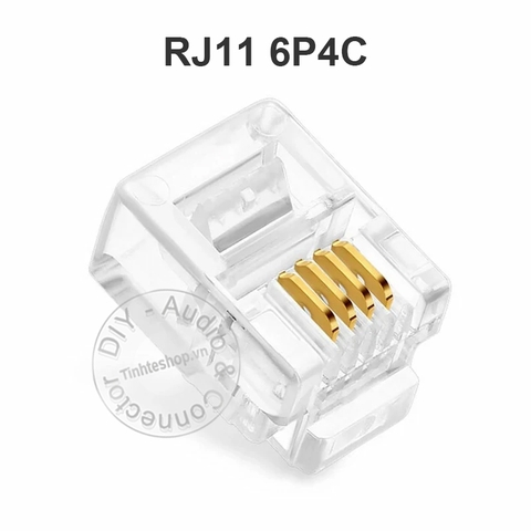 Đầu bấm cáp điện thoại RJ11 4P4C 1 chiếc - 4-pin telephone cord crimping head